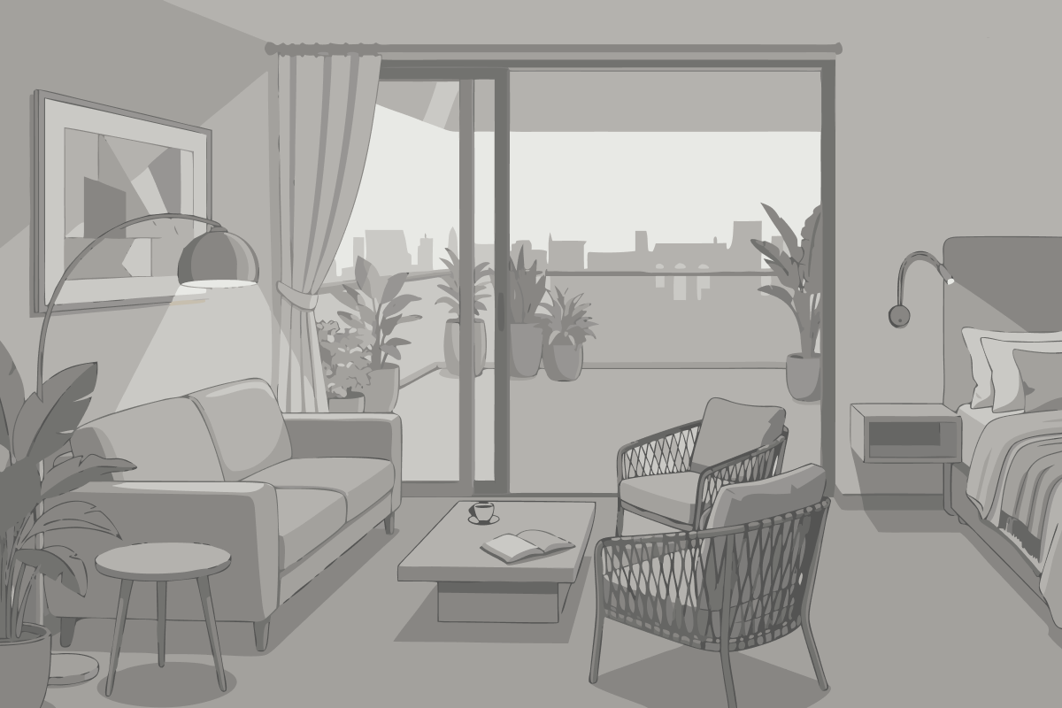 King Suite with Sofa Bed and River View - Mobility Accessible with Transfer Shower